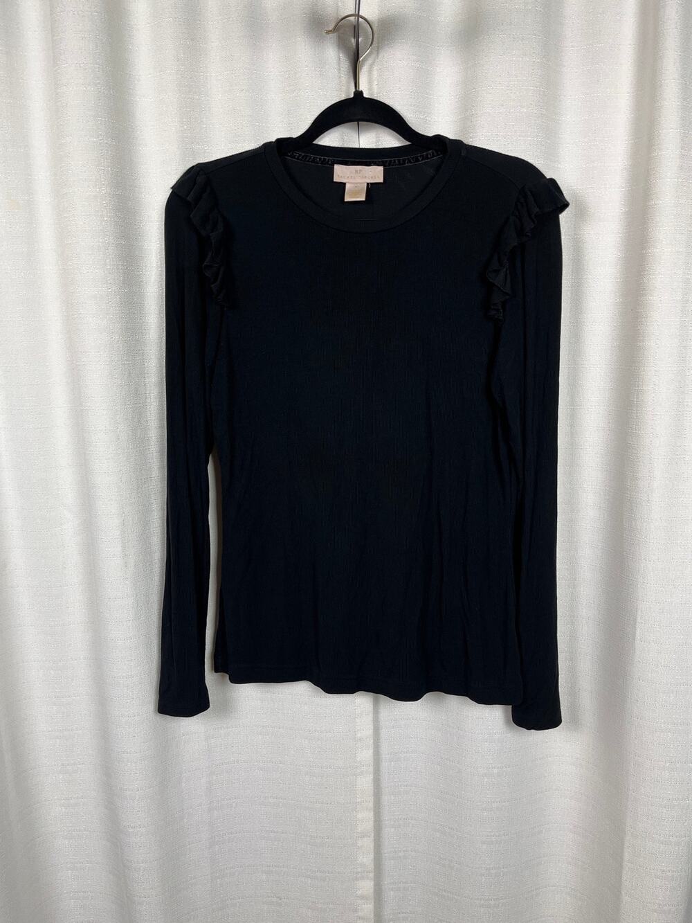 Rachel Parcell Black Ribbed Knit Top Sz.M